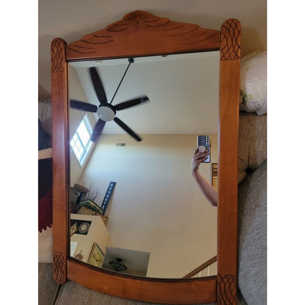 Antique Vintage Carved Curved Mirror